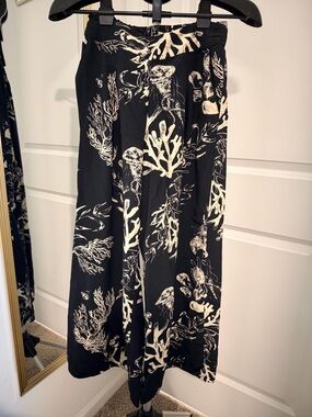 a new day | Black and Cream Coral Print Wide Leg Pants